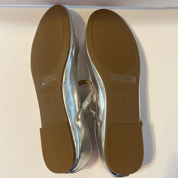 Silver Ballet Flats. Size 8 - Picture 3 of 4